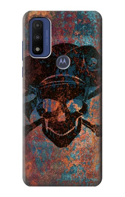 W3895 Pirate Skull Metal Hard Case and Leather Flip Case For Motorola G Pure