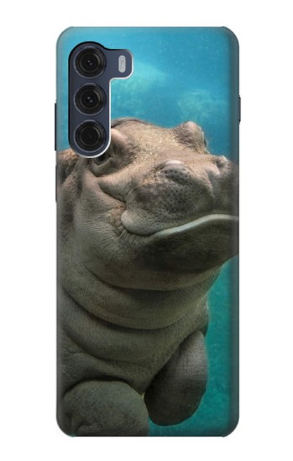 W3871 Cute Baby Hippo Hippopotamus Hard Case and Leather Flip Case For Motorola Moto G200 5G