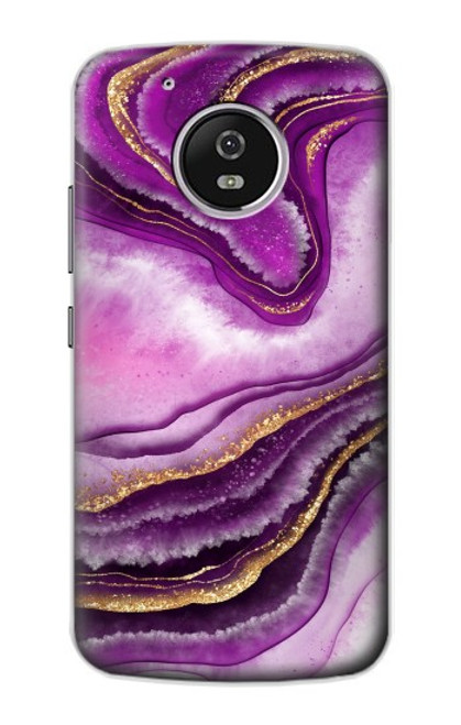 W3896 Purple Marble Gold Streaks Hard Case and Leather Flip Case For Motorola Moto G5