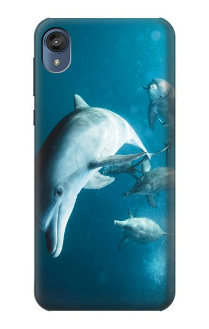 W3878 Dolphin Hard Case and Leather Flip Case For Motorola Moto E6, Moto E (6th Gen)