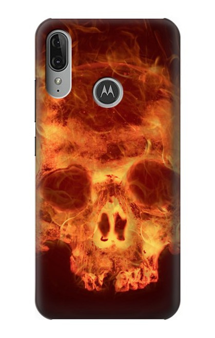 W3881 Fire Skull Hard Case and Leather Flip Case For Motorola Moto E6 Plus, Moto E6s