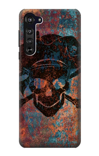 W3895 Pirate Skull Metal Hard Case and Leather Flip Case For Motorola Edge