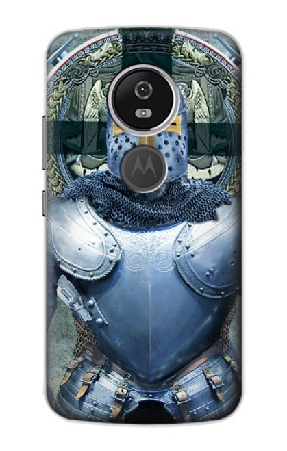 W3864 Medieval Templar Heavy Armor Knight Hard Case and Leather Flip Case For Motorola Moto E5 Plus