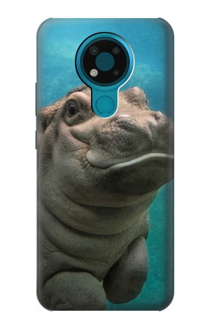 W3871 Cute Baby Hippo Hippopotamus Hard Case and Leather Flip Case For Nokia 3.4