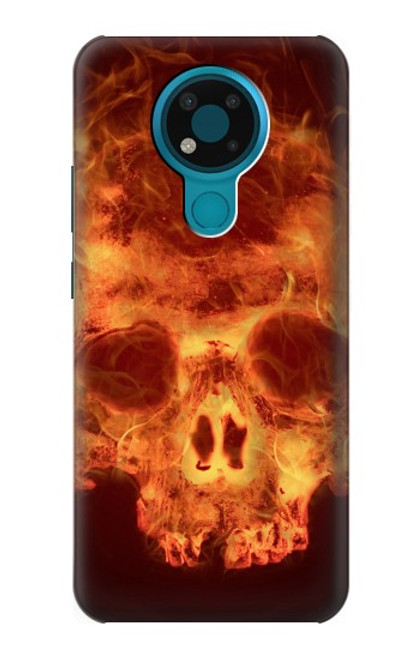 W3881 Fire Skull Hard Case and Leather Flip Case For Nokia 3.4