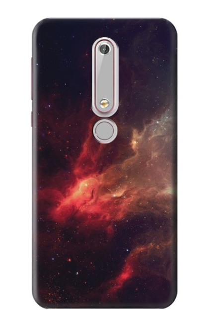 W3897 Red Nebula Space Hard Case and Leather Flip Case For Nokia 6.1, Nokia 6 2018