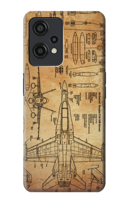 W3868 Aircraft Blueprint Old Paper Hard Case and Leather Flip Case For OnePlus Nord CE 2 Lite 5G