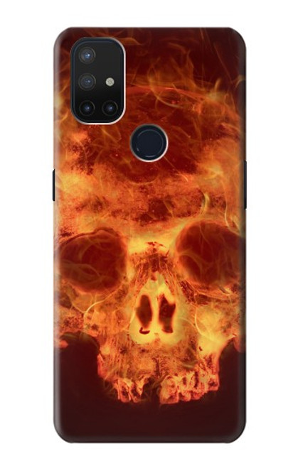 W3881 Fire Skull Hard Case and Leather Flip Case For OnePlus Nord N10 5G