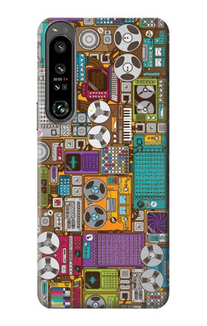 W3879 Retro Music Doodle Hard Case and Leather Flip Case For Sony Xperia 1 IV