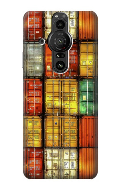 W3861 Colorful Container Block Hard Case and Leather Flip Case For Sony Xperia Pro-I