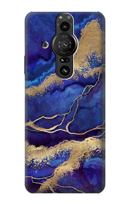 W3906 Navy Blue Purple Marble Hard Case and Leather Flip Case For Sony Xperia Pro-I