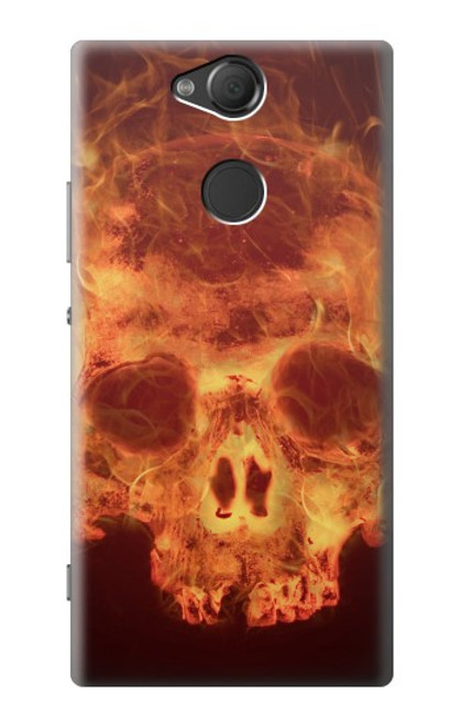 W3881 Fire Skull Hard Case and Leather Flip Case For Sony Xperia XA2