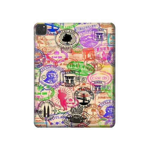 W3904 Travel Stamps Tablet Hard Case For iPad Pro 11 (2021,2020,2018, 3rd, 2nd, 1st)
