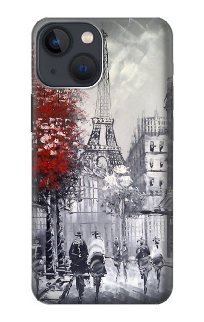 W1295 Eiffel Painting of Paris Hard Case and Leather Flip Case For iPhone 14