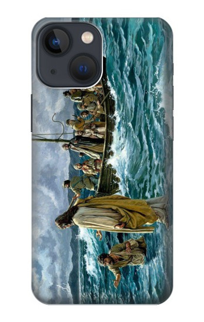 W1722 Jesus Walk on The Sea Hard Case and Leather Flip Case For iPhone 14