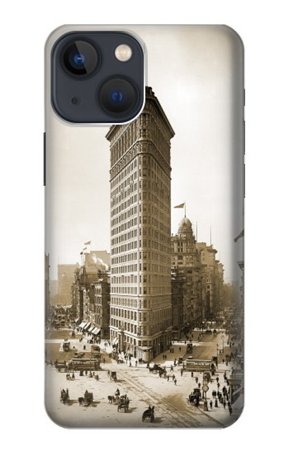 W3046 Old New York Flatiron Building Hard Case and Leather Flip Case For iPhone 14