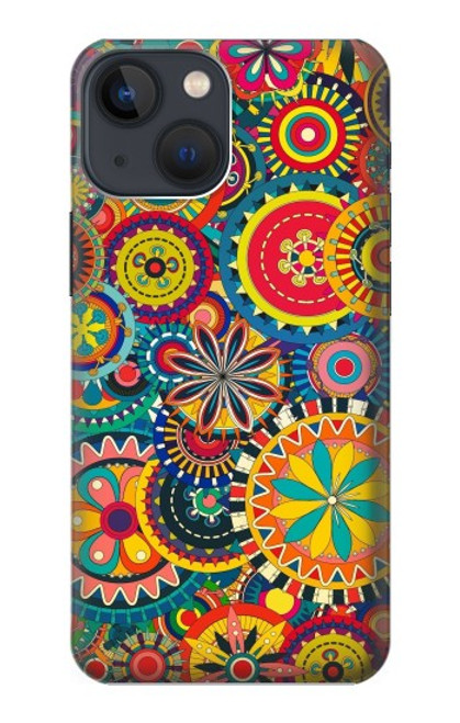 W3272 Colorful Pattern Hard Case and Leather Flip Case For iPhone 14