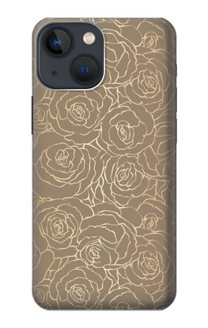 W3466 Gold Rose Pattern Hard Case and Leather Flip Case For iPhone 14