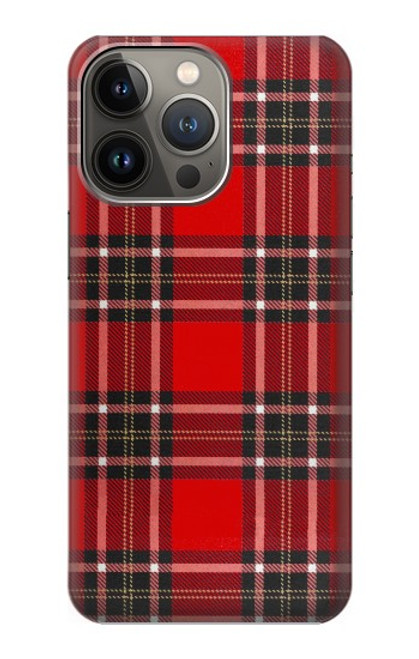 W2374 Tartan Red Pattern Hard Case and Leather Flip Case For iPhone 14 Pro