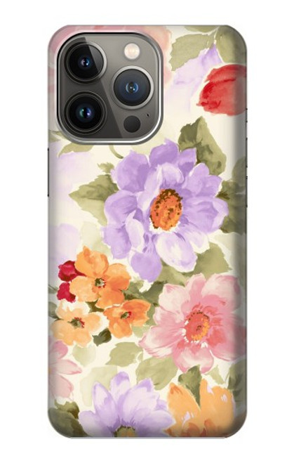 W3035 Sweet Flower Painting Hard Case and Leather Flip Case For iPhone 14 Pro