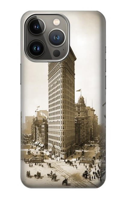 W3046 Old New York Flatiron Building Hard Case and Leather Flip Case For iPhone 14 Pro