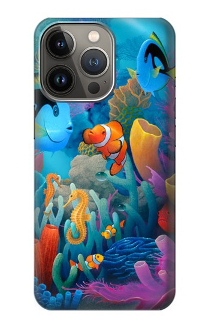 W3227 Underwater World Cartoon Hard Case and Leather Flip Case For iPhone 14 Pro