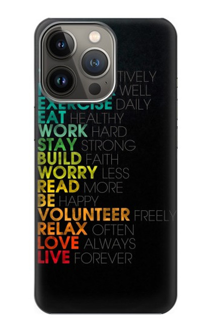 W3523 Think Positive Words Quotes Hard Case and Leather Flip Case For iPhone 14 Pro