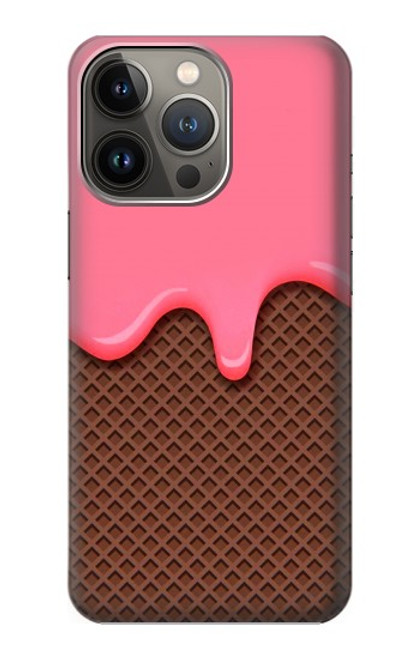 W3754 Strawberry Ice Cream Cone Hard Case and Leather Flip Case For iPhone 14 Pro