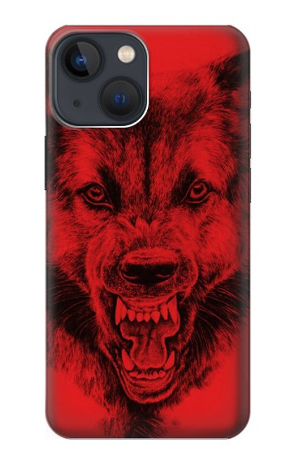 W1090 Red Wolf Hard Case and Leather Flip Case For iPhone 14 Plus