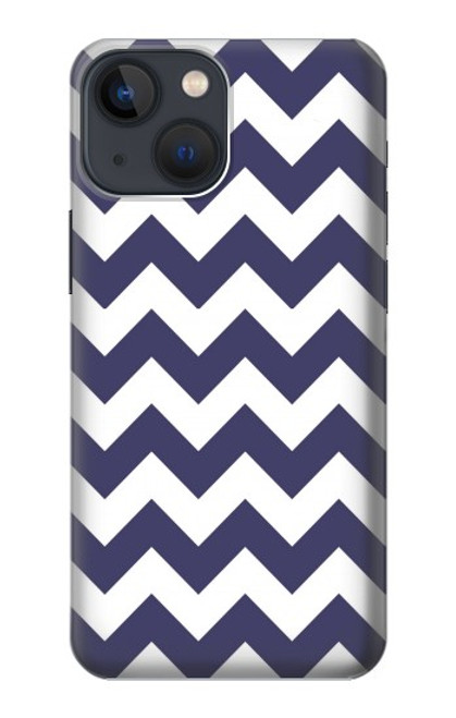 W2345 Navy Blue Shavron Zig Zag Pattern Hard Case and Leather Flip Case For iPhone 14 Plus