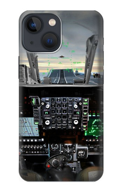 W2435 Fighter Jet Aircraft Cockpit Hard Case and Leather Flip Case For iPhone 14 Plus