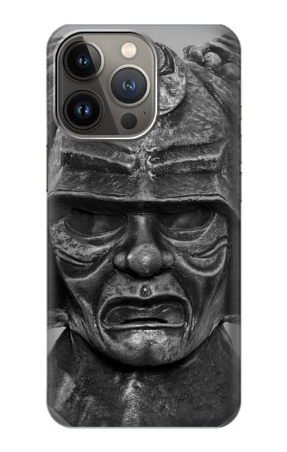 W1827 Japan Samurai Helmet Hard Case and Leather Flip Case For iPhone 14 Pro Max