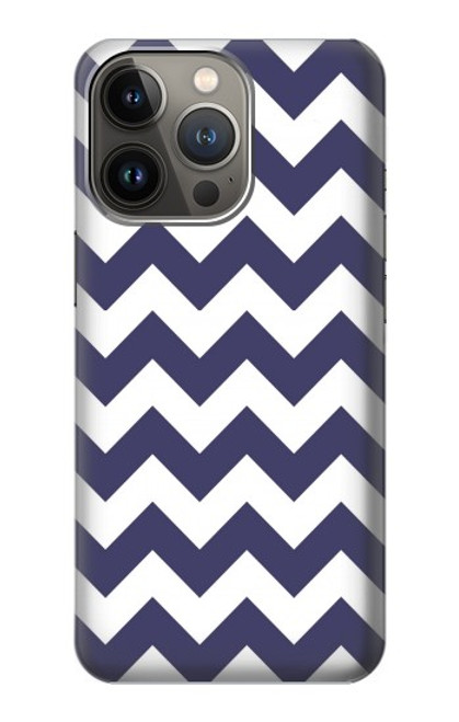 W2345 Navy Blue Shavron Zig Zag Pattern Hard Case and Leather Flip Case For iPhone 14 Pro Max