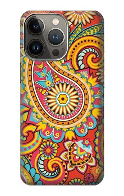 W3402 Floral Paisley Pattern Seamless Hard Case and Leather Flip Case For iPhone 14 Pro Max