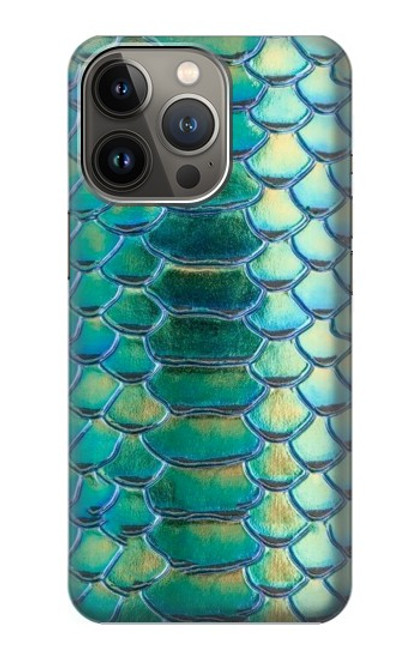 W3414 Green Snake Scale Graphic Print Hard Case and Leather Flip Case For iPhone 14 Pro Max