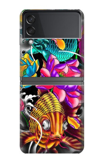 W1630 Fish Japanese Oriental Tattoo Hard Case For Samsung Galaxy Z Flip 4