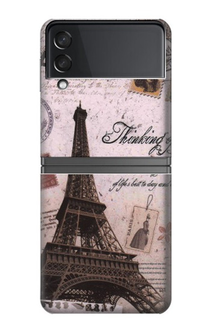 W2211 Paris Postcard Eiffel Tower Hard Case For Samsung Galaxy Z Flip 4