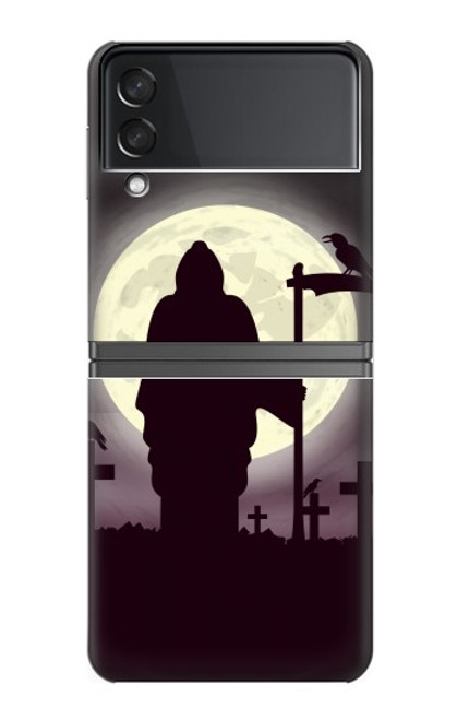 W3262 Grim Reaper Night Moon Cemetery Hard Case For Samsung Galaxy Z Flip 4