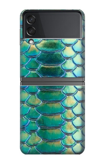 W3414 Green Snake Scale Graphic Print Hard Case For Samsung Galaxy Z Flip 4