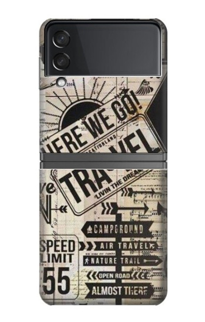 W3441 Vintage Travel Hard Case For Samsung Galaxy Z Flip 4