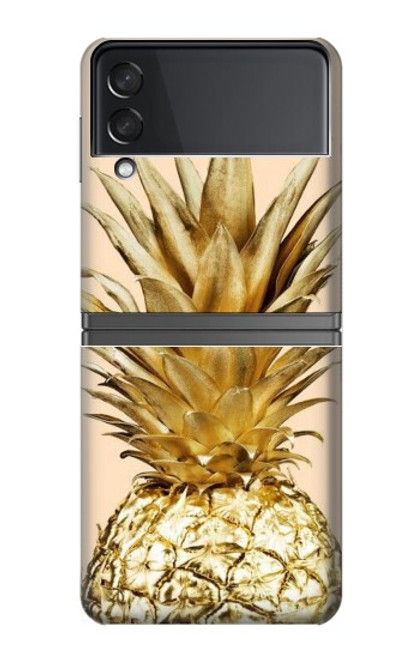 W3490 Gold Pineapple Hard Case For Samsung Galaxy Z Flip 4