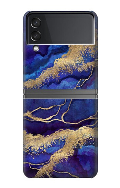 W3906 Navy Blue Purple Marble Hard Case For Samsung Galaxy Z Flip 4