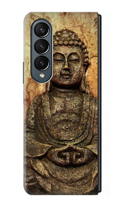 W0344 Buddha Rock Carving Hard Case For Samsung Galaxy Z Fold 4