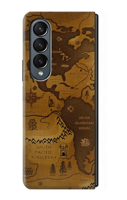 W2861 Antique World Map Hard Case For Samsung Galaxy Z Fold 4