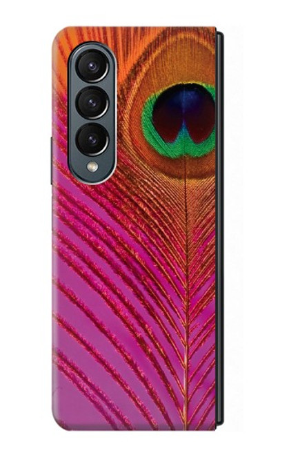 W3201 Pink Peacock Feather Hard Case For Samsung Galaxy Z Fold 4