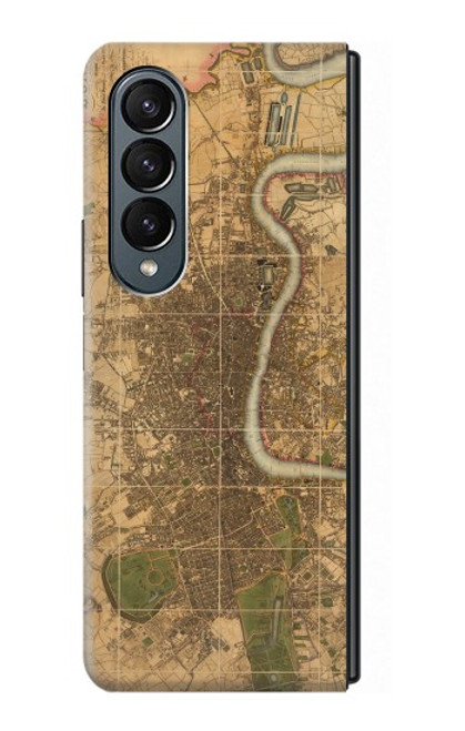 W3230 Vintage Map of London Hard Case For Samsung Galaxy Z Fold 4