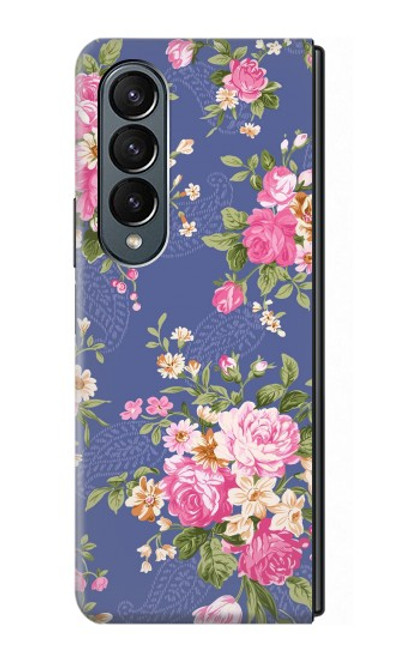 W3265 Vintage Flower Pattern Hard Case For Samsung Galaxy Z Fold 4