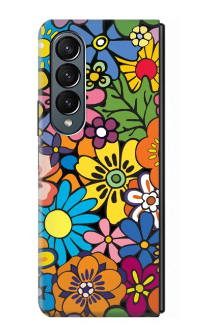 W3281 Colorful Hippie Flowers Pattern Hard Case For Samsung Galaxy Z Fold 4