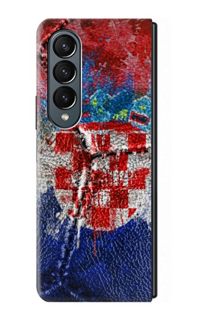 W3313 Croatia Flag Vintage Football Graphic Hard Case For Samsung Galaxy Z Fold 4