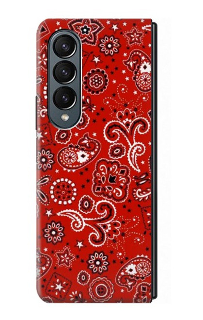 W3354 Red Classic Bandana Hard Case For Samsung Galaxy Z Fold 4